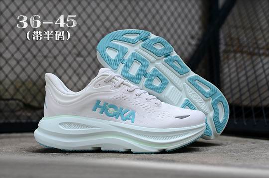 HOKA Bondi 9 White Blue Men's Women's Running Shoes-6 (image for) HOKA Bondi 9 White Blue Men's Women's Running Shoes-6